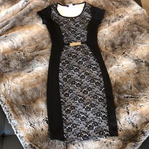 Annabelle Short Sleeve Midi Dress Black & White S